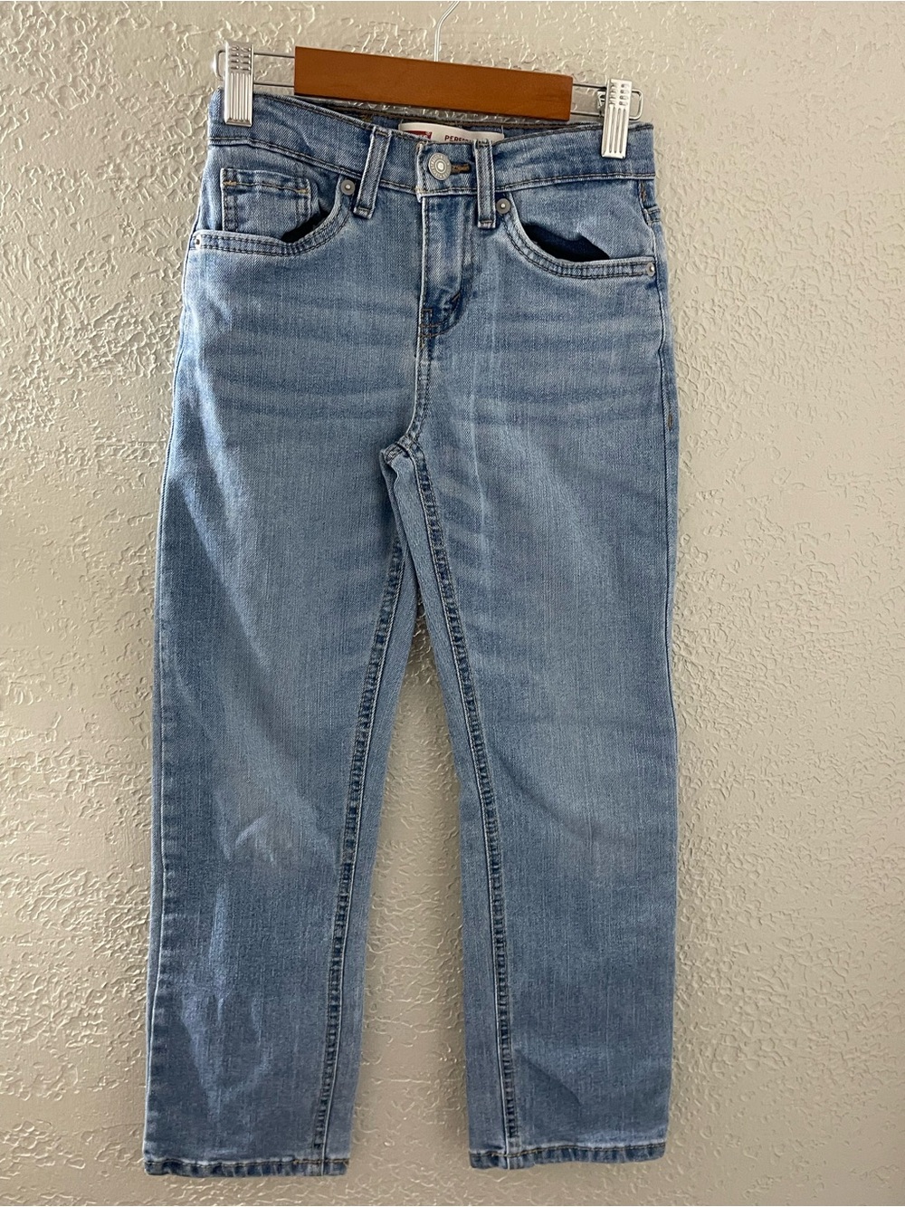 Levi's Boys Performance 514‎ Straight Light Blue Denim Distressed Jeans Size 8